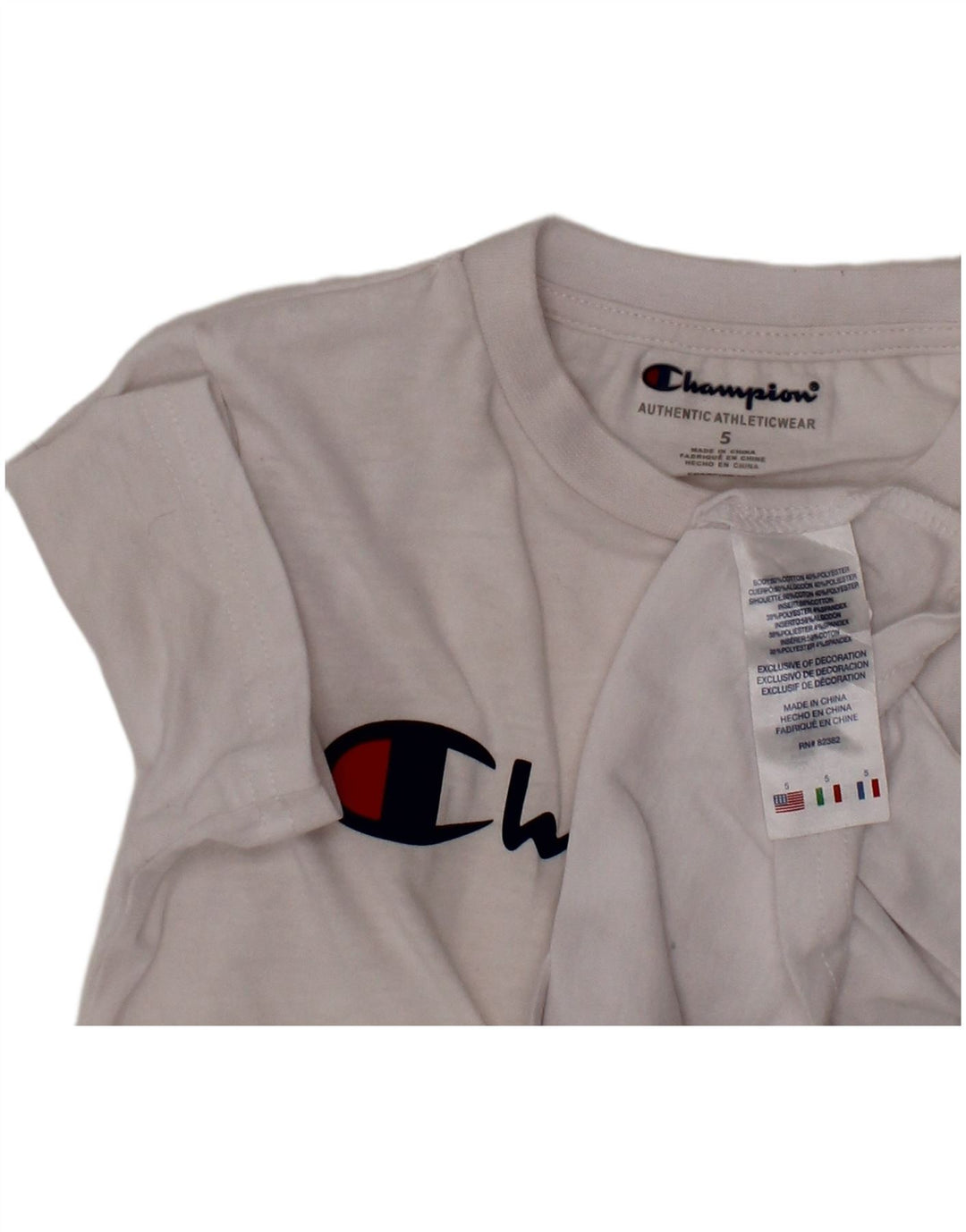CHAMPION Drenge Grafisk T-Shirt Top 4-5 År Hvid Bomuld