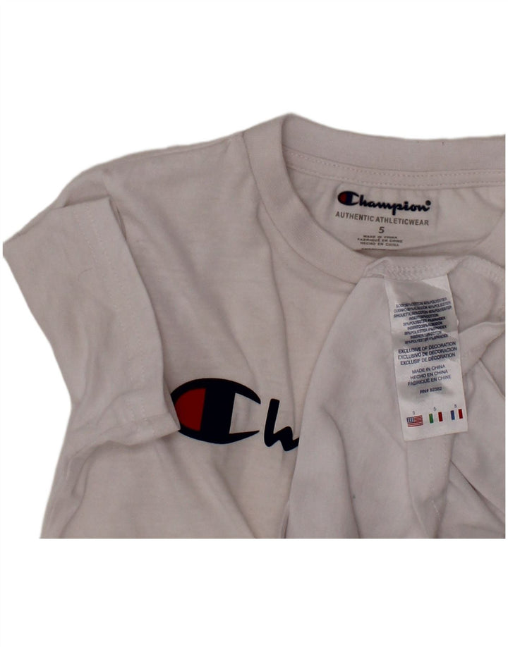 CHAMPION Drenge Grafisk T-Shirt Top 4-5 År Hvid Bomuld