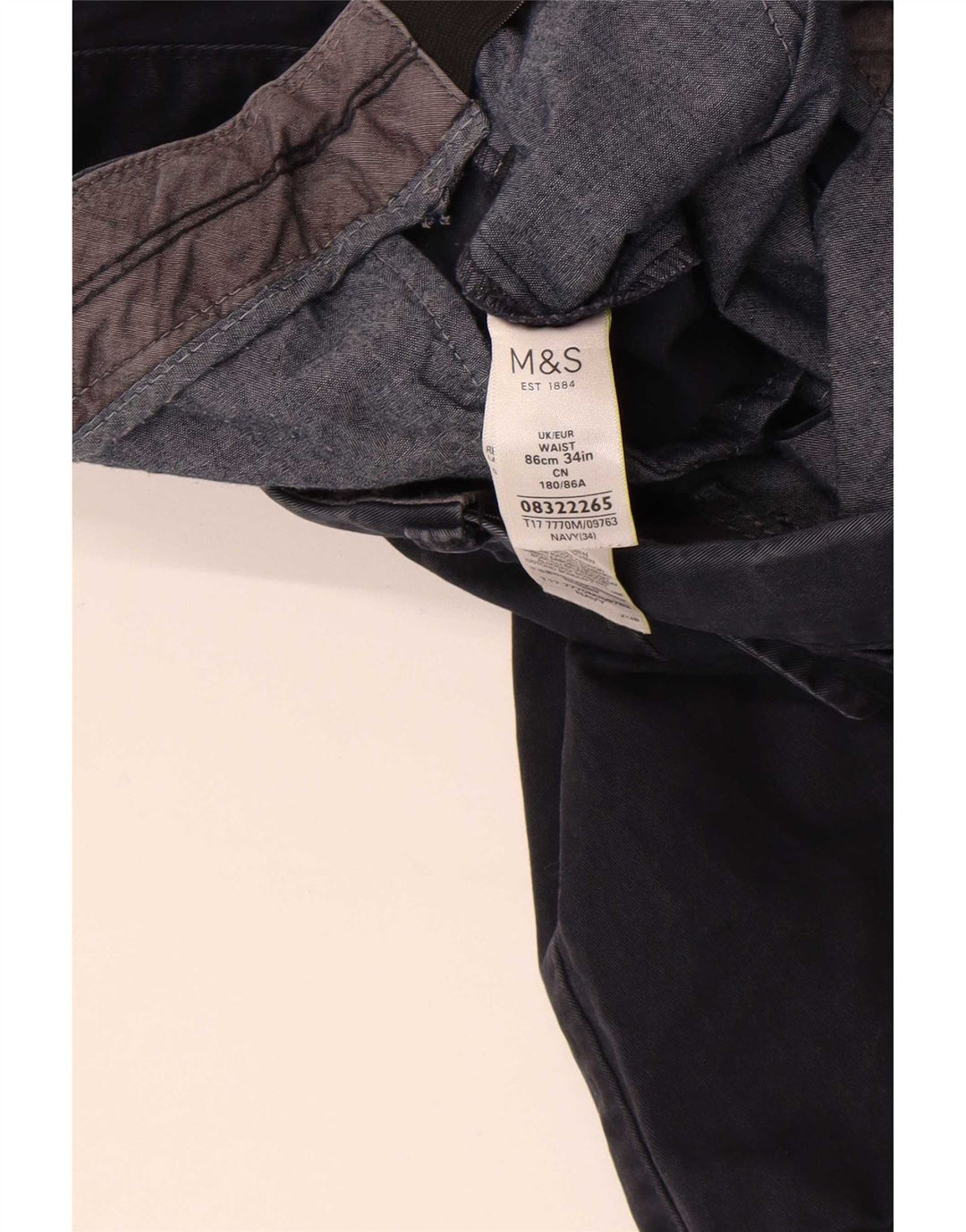 Marks & Spencer Herre Chino Shorts W34 Large Navy Blue Bomuld