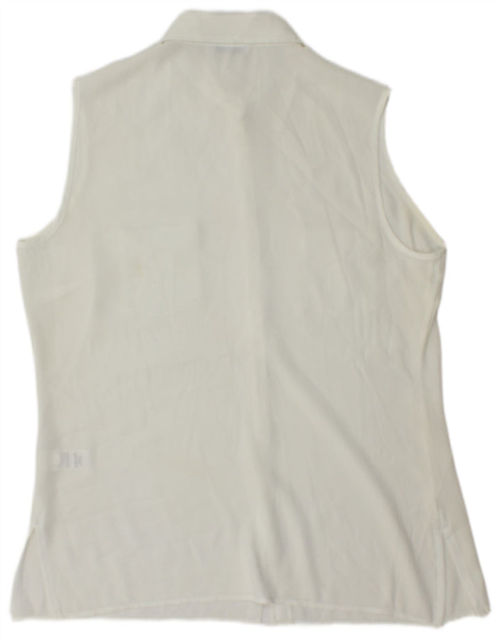 Marks & Spencer ærmeløs skjortebluse til kvinder UK 16 Stor hvid polyester