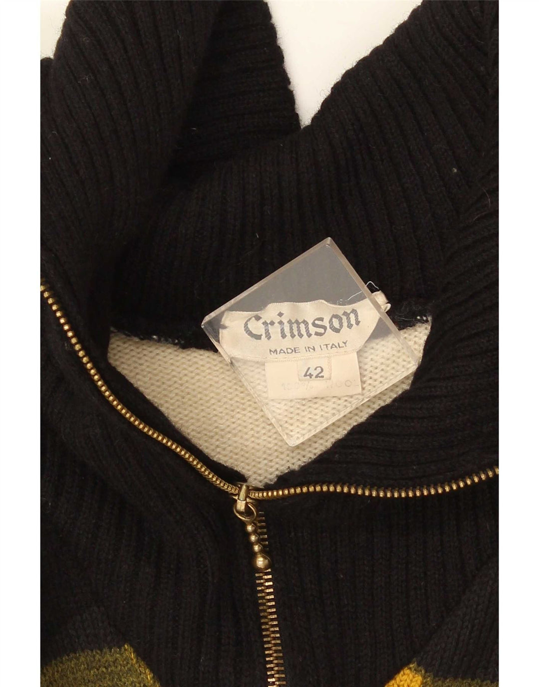 Vintage Dame Zip Neck Jumper Sweater IT42 Medium Flerfarvet Stribet