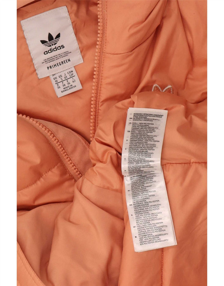Adidas Dame Hætte Polstret Jakke UK 10 Small Pink Polyester