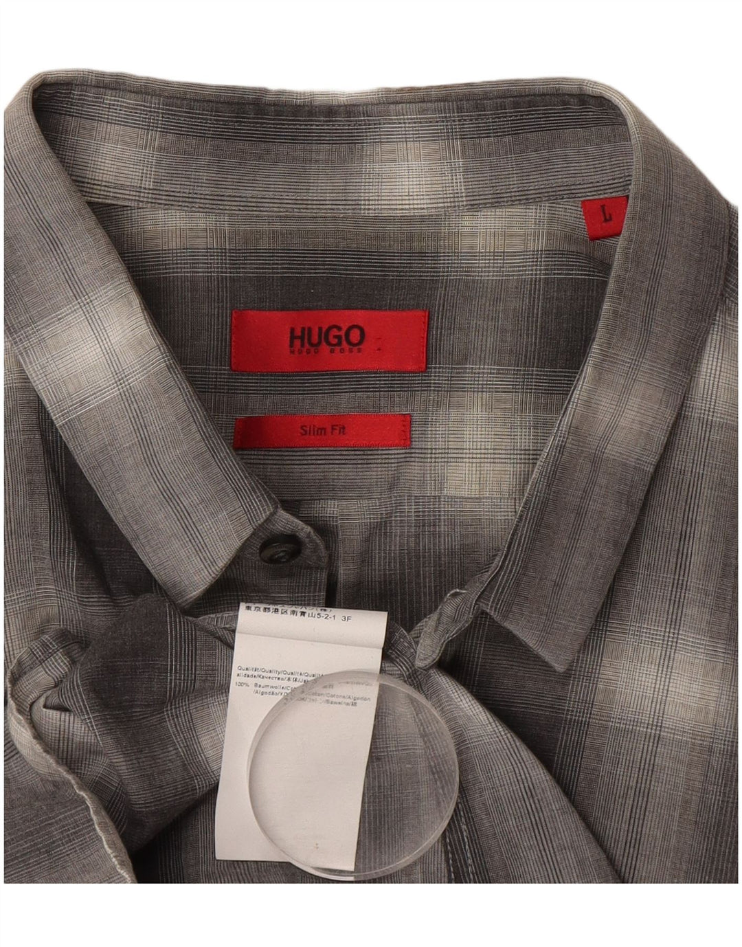 Hugo Boss Herre Slim Fit skjorte Stor grå ternet bomuld