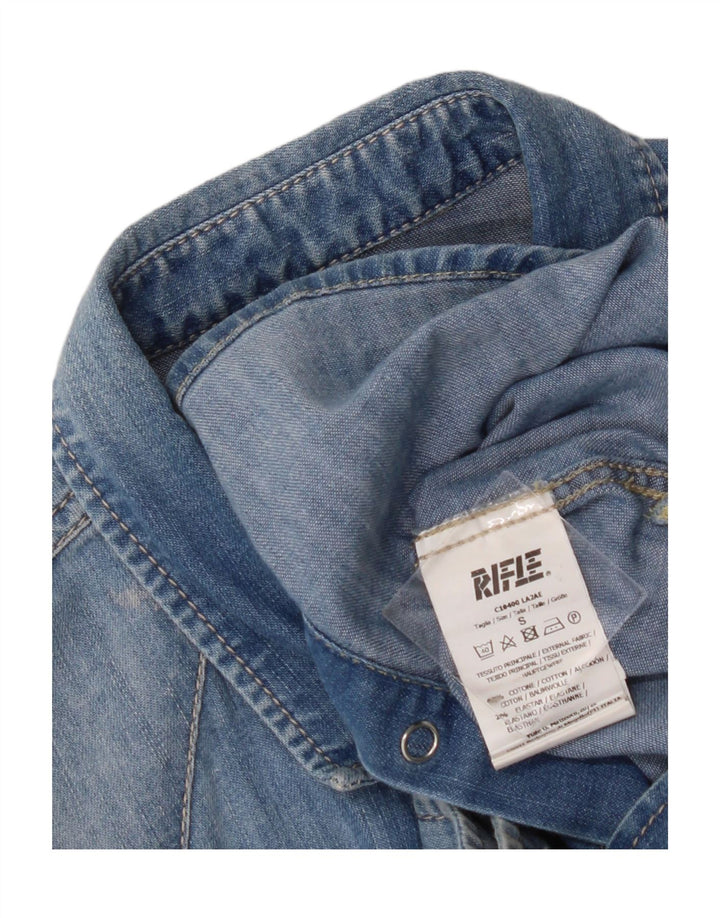 RIFLE Womens Denim Shirt UK 10 Small Blue Cotton Vintage Rifle and Second-Hand Rifle from Messina Hembry 