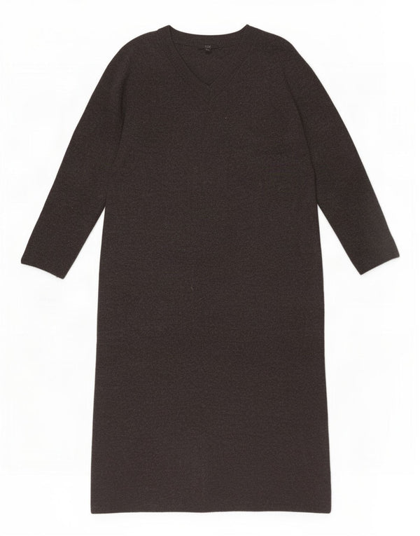 Cos Dame Langærmet Jumper Dress UK 14 Medium Grey Uld