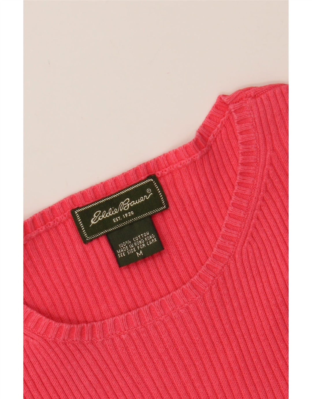 EDDIE BAUER Womens Boat Neck Jumper Sweater UK 12 Medium Red Cotton Vintage Eddie Bauer and Second-Hand Eddie Bauer from Messina Hembry 