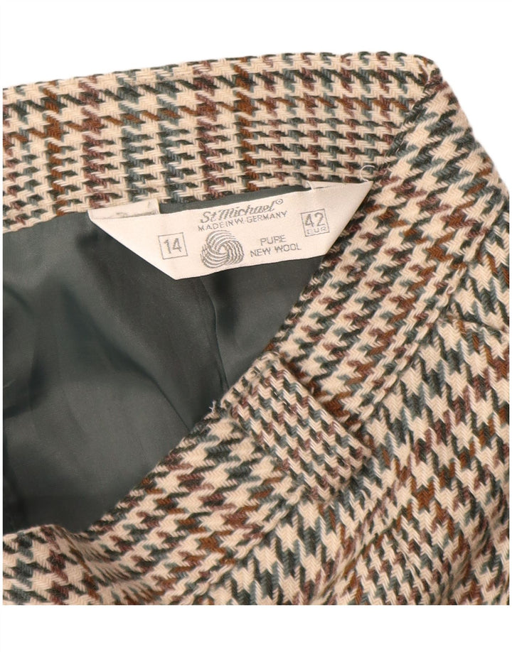 ST MICHAEL Kvinder Pencil Skirt UK 14 Large W28 Beige Houndstooth