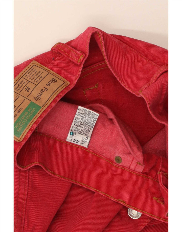 Benetton Dame Mini Denim Nederdel IT 44 Medium W26 Rød Bomuld