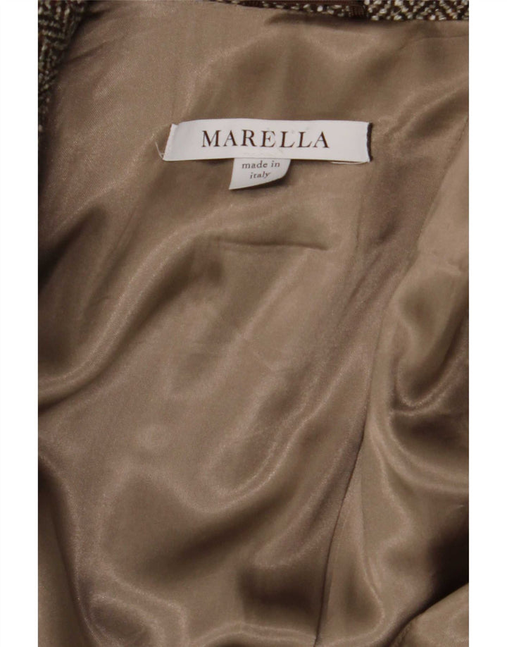 Marella Dame Dobbeltradet Frakke UK 12 Medium Brun Sildebensuld