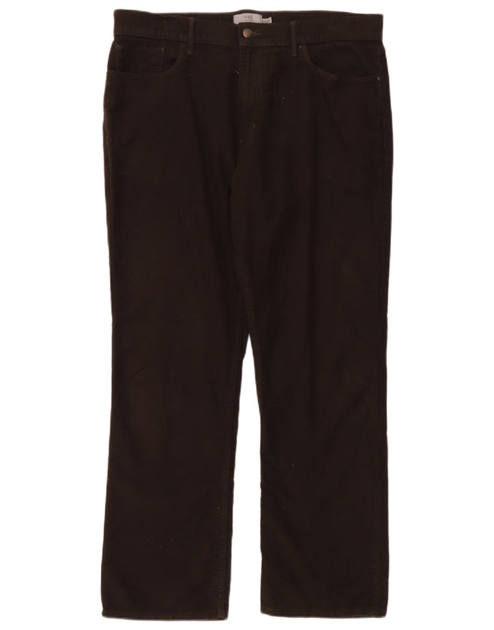Marks & Spencer Herre Regular Fit Straight Jeans W36 L29 Brun Bomuld