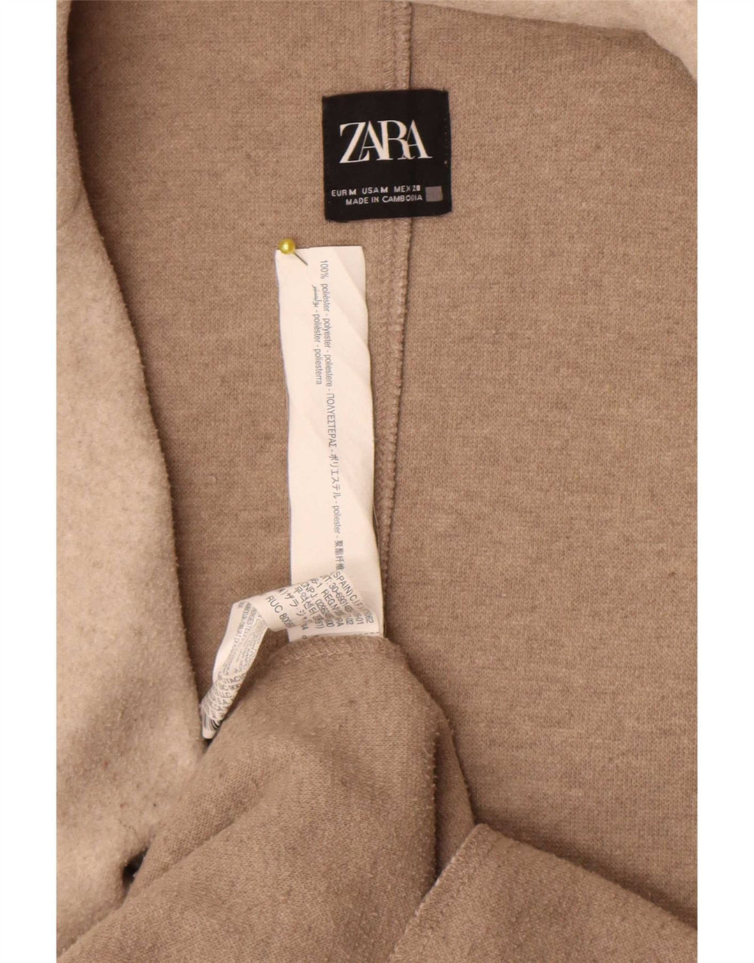 Zara Dame Overfrakke UK 12 Medium Beige Polyester