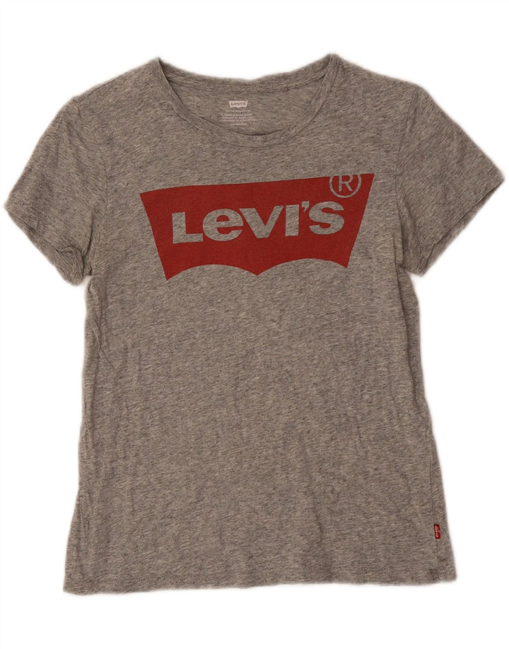 LEVI'S Womens Graphic T-Shirt Top UK 6 XS Grey Vintage Levi's and Second-Hand Levi's from Messina Hembry 