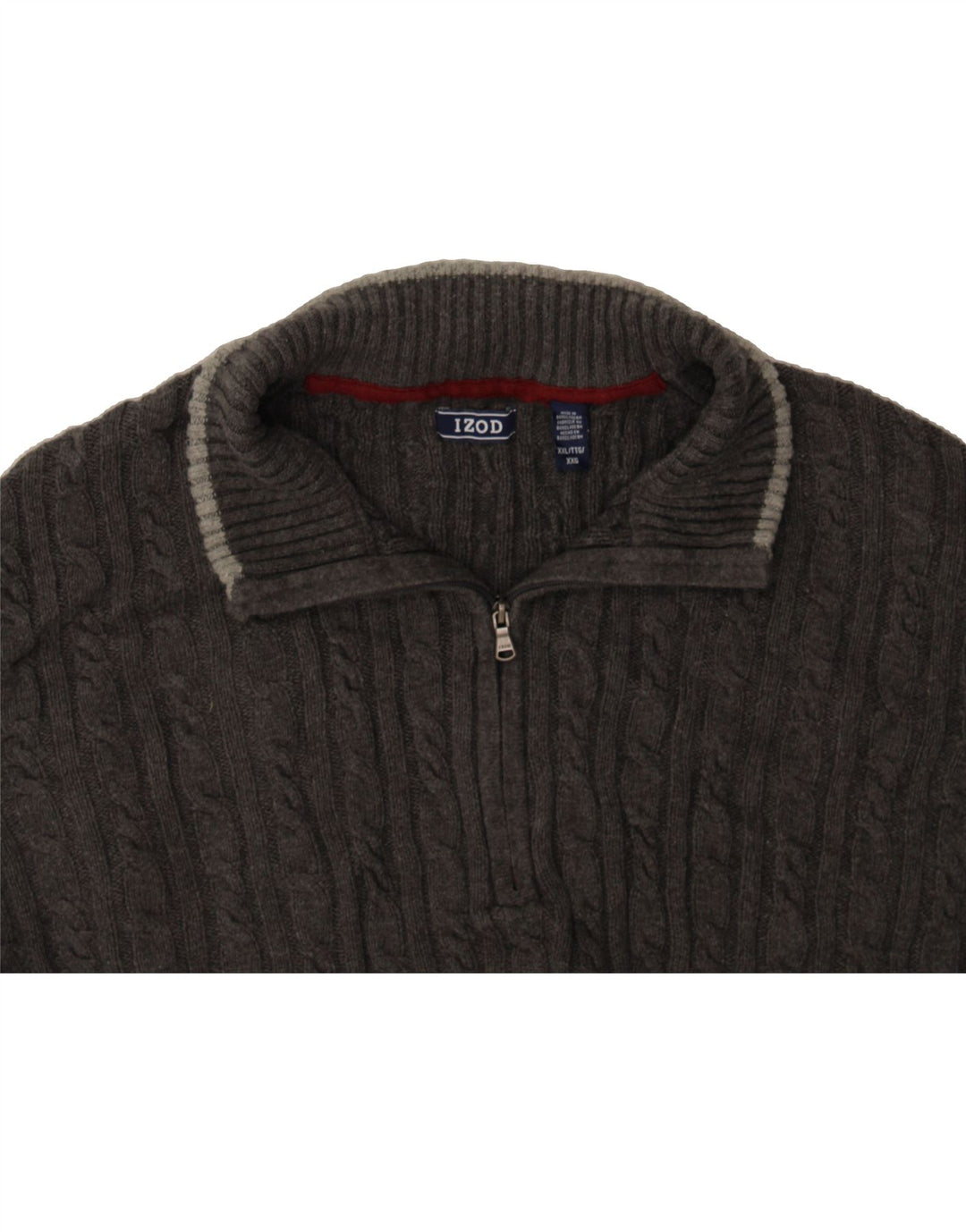 IZOD Mens Zip Neck Jumper Sweater 2XL Grey Cotton Vintage Izod and Second-Hand Izod from Messina Hembry 