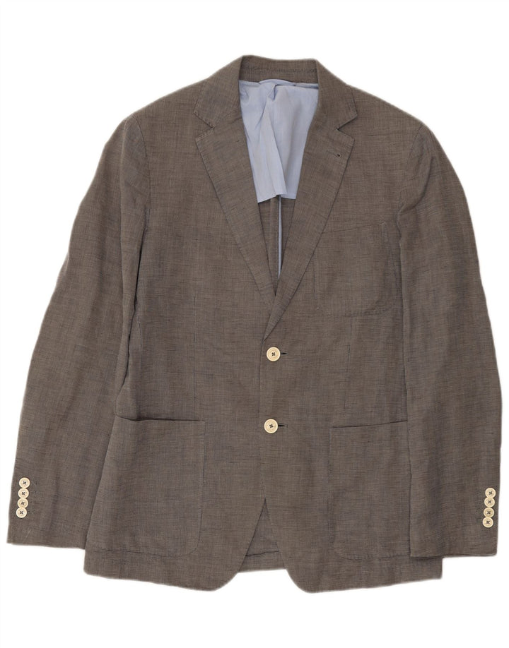 MASSIMO DUTTI Herre 2-knaps blazerjakke UK 38 Medium Grå Bomuld