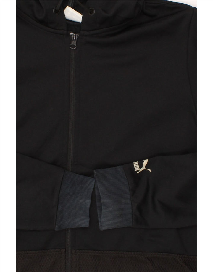 PUMA Womens Zip Hoodie Sweater UK 16 Large Black Colourblock Polyester Vintage Puma and Second-Hand Puma from Messina Hembry 