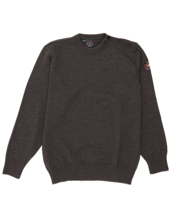 Amerigo Vespucci Herre Button Neck Jumper Sweater Medium Grey Uld