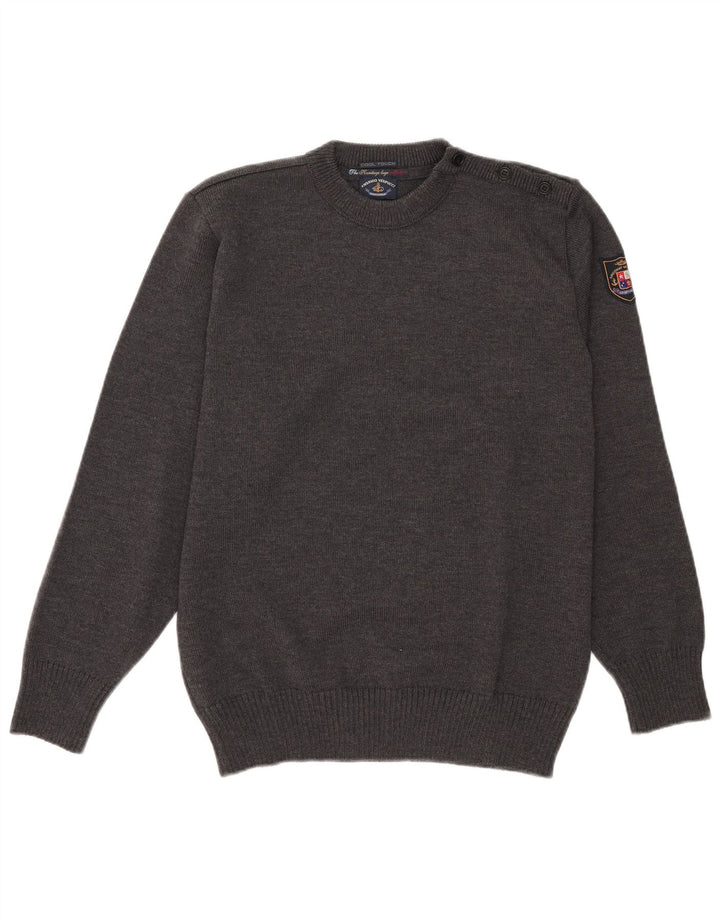 Amerigo Vespucci Herre Button Neck Jumper Sweater Medium Grey Uld