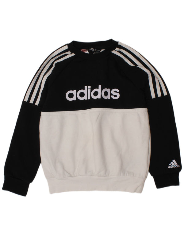 Adidas Boys Grafisk Sweatshirt Jumper 6-7 år Sort Colourblock Bomuld