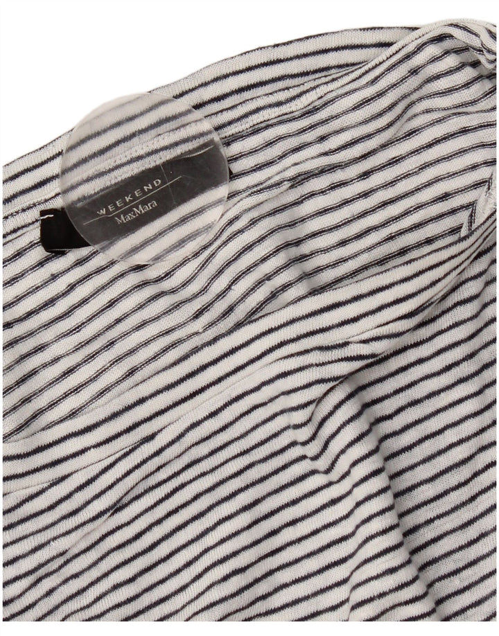 Max Mara Dame Weekend T-Shirt Top UK 14 Medium Hvid Stribet Nautical