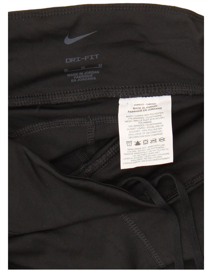 NIKE Womens Dri Fit Crop Leggings UK 12 Medium Black Polyester