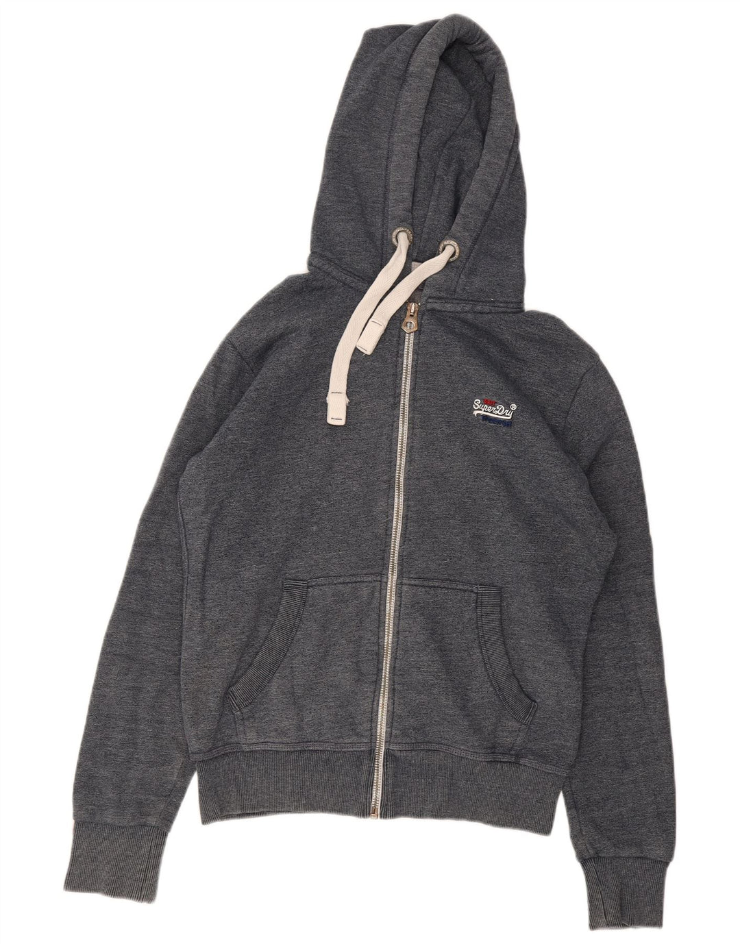 Superdry Hættetrøje med lynlås til mænd mellemgrå bomuld
