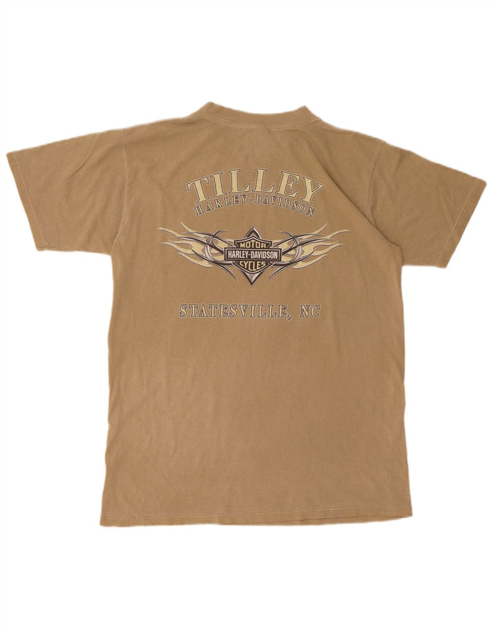 Harley Davidson Herre grafisk T-shirt Top Medium Beige Bomuld