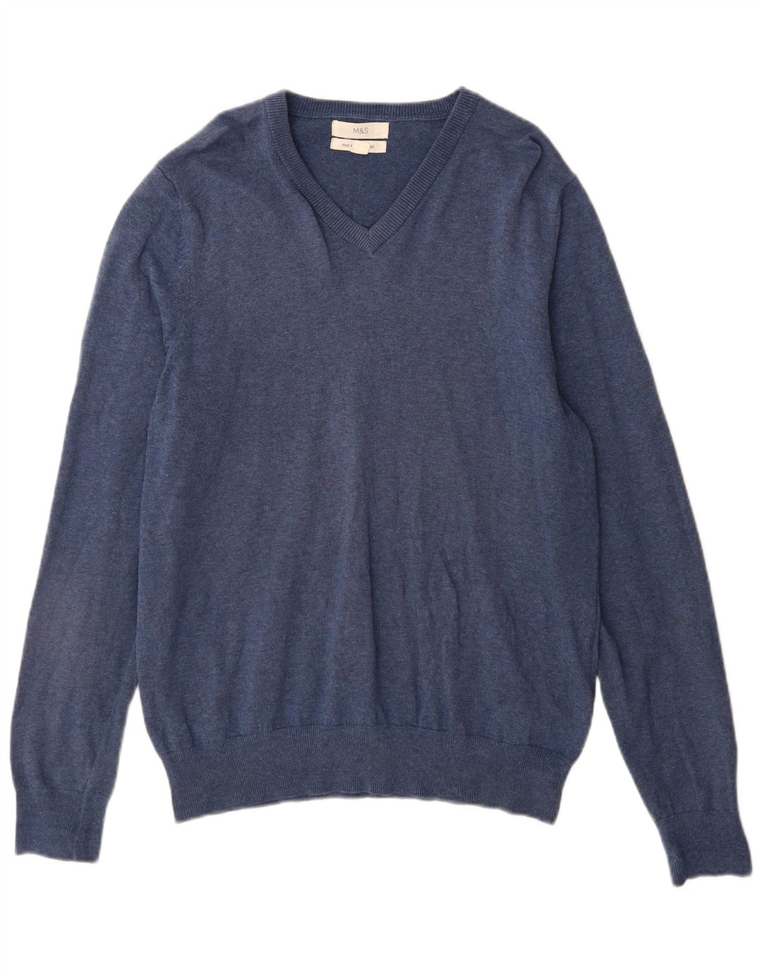 Marks & Spencer Herre V-hals sweater mellemblå bomuld