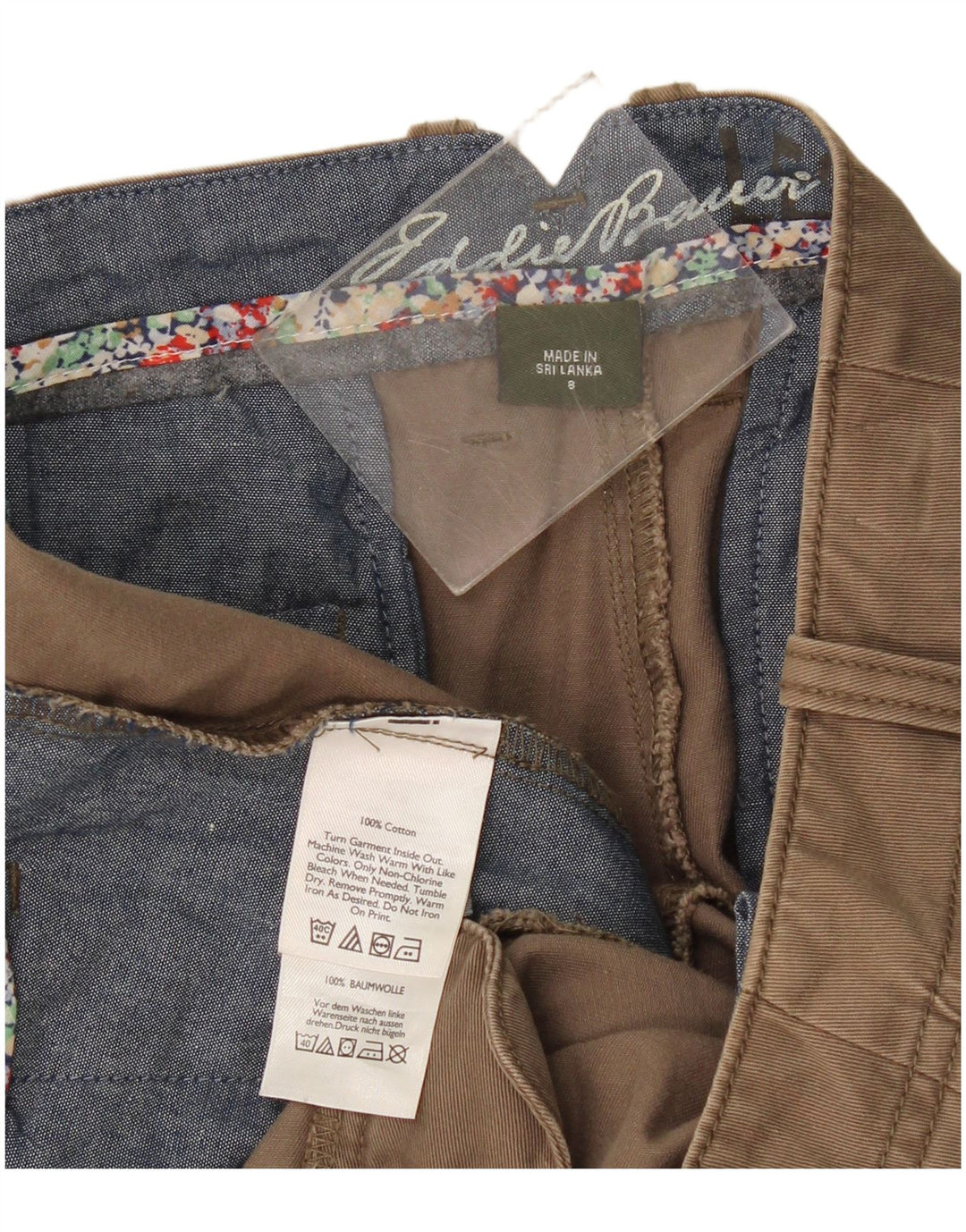 Eddie Bauer Dame Capri Bukser US 8 Medium W34 L23 Beige Bomuld
