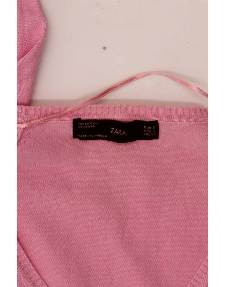 Zara Dame Cardigan Sweater UK 10 Small Pink
