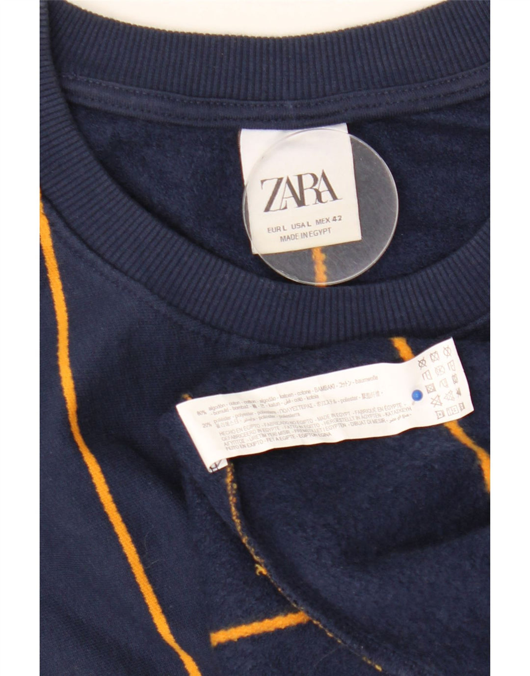 Zara Sweatshirt til mænd, stor marineblå stribet bomuld