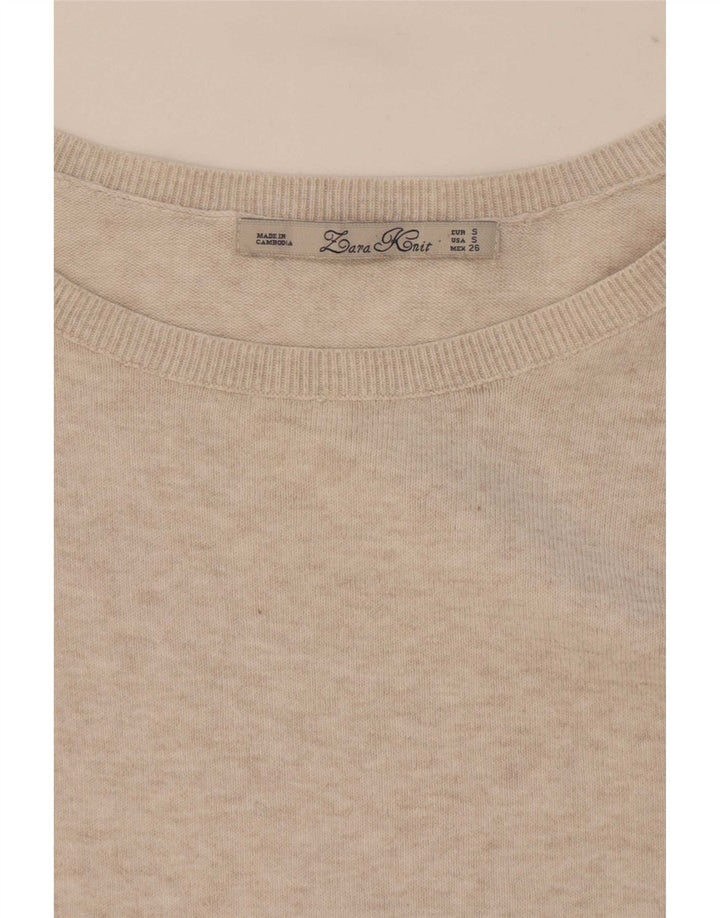 Zara Dame Oversized Bluse Top UK 10 Small Beige