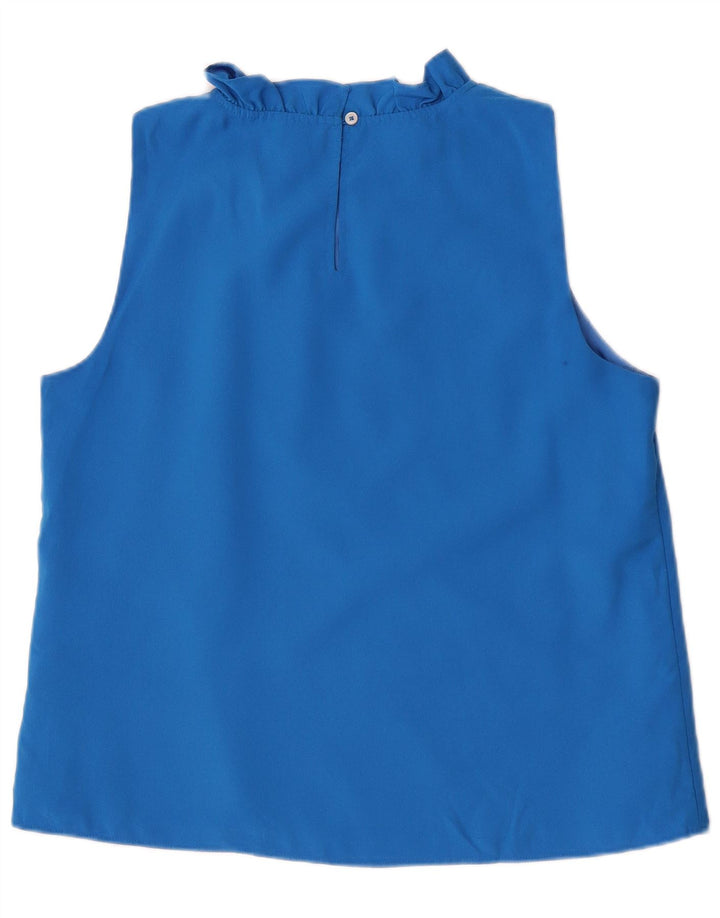 J. Crew Dame ærmeløs bluse Top UK 14 Medium Blue Polyester