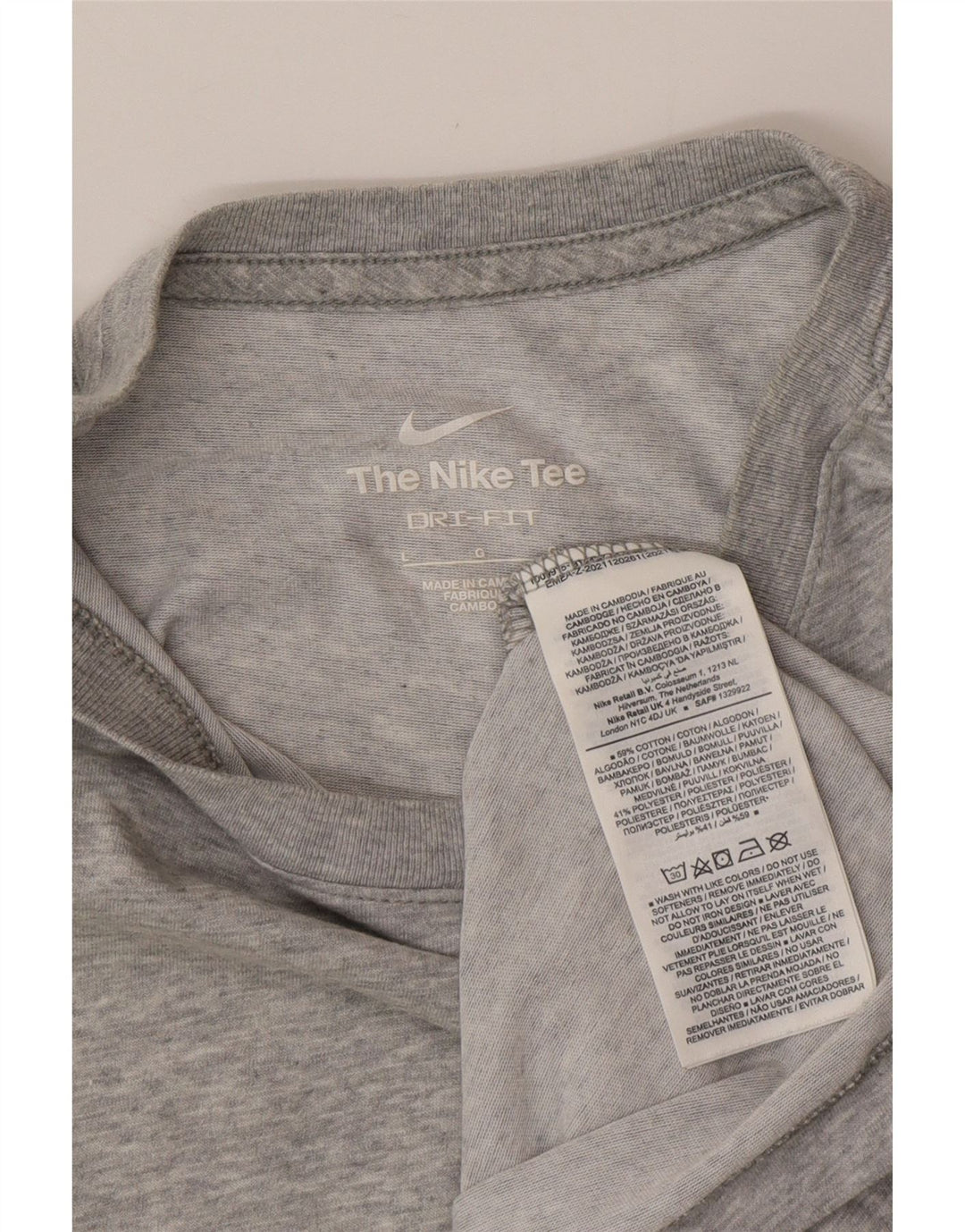 NIKE Herre Dri Fit T-Shirt Top Stor Grå Bomuld