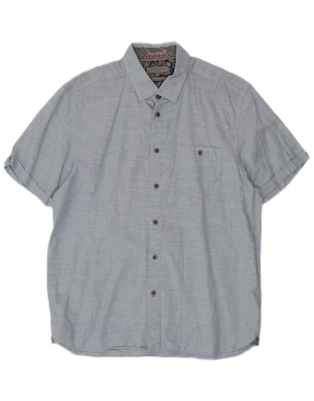 Ted Baker Kortærmet Herreskjorte Størrelse 5 XL Blå Flecked Bomuld