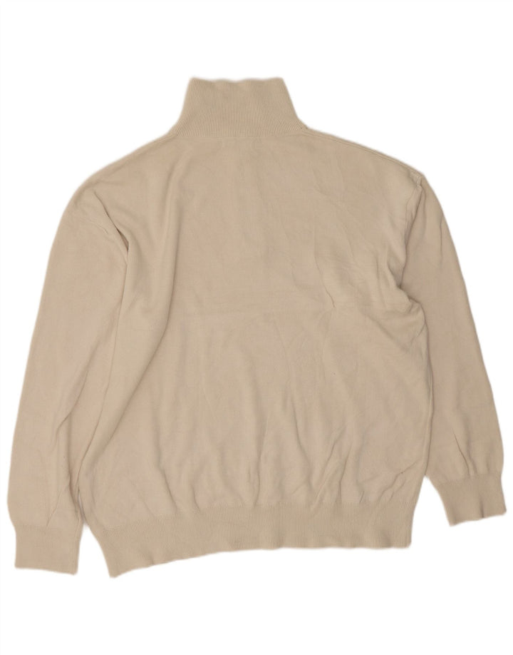 Zara Herre Zip Neck Jumper Sweater XL Beige Bomuld
