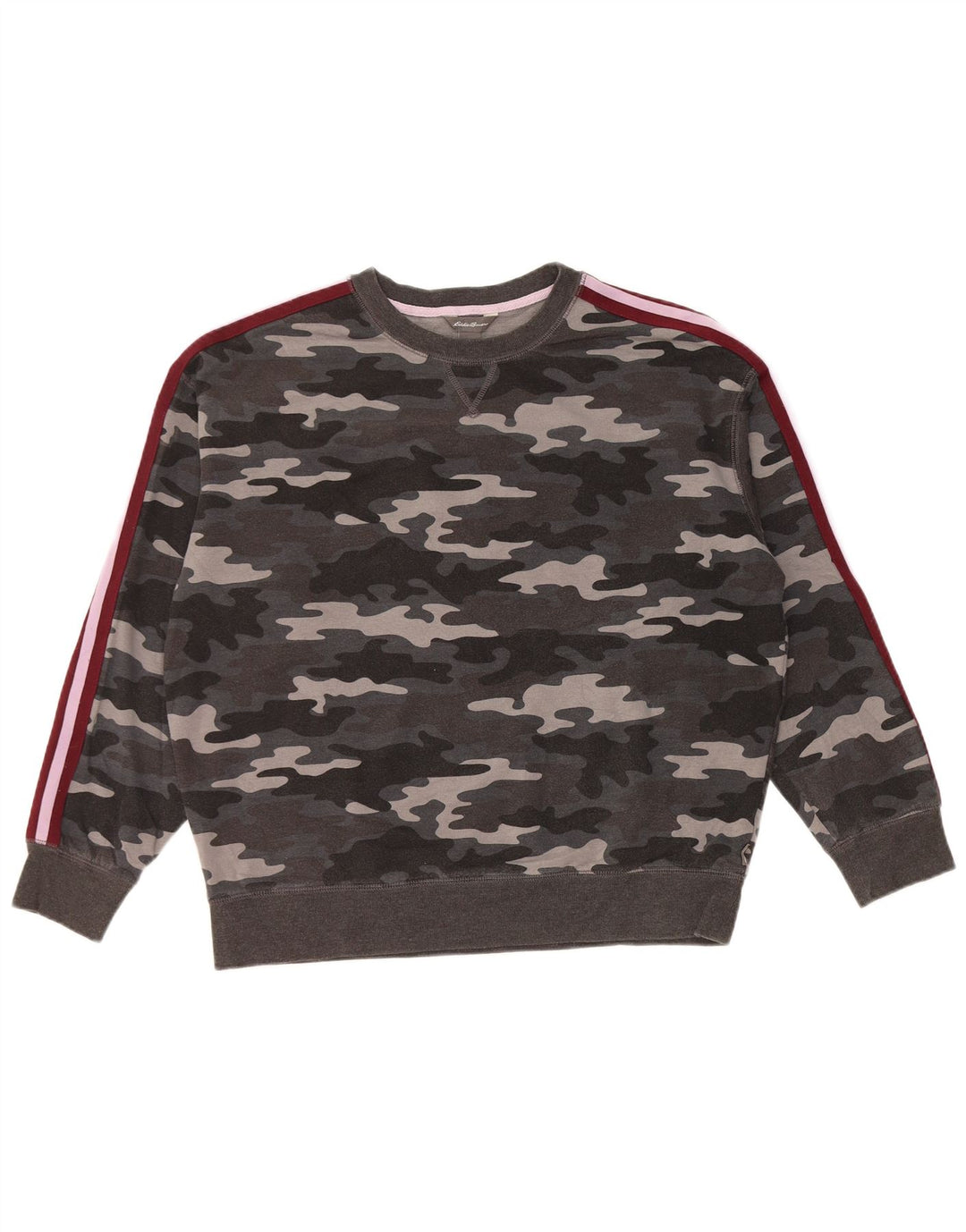 EDDIE BAUER Dame Sweatshirt Jumper UK 14 Medium Grey Camouflage