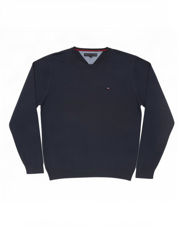 Tommy Hilfiger Herre Crew Neck Jumper Sweater XL Navy Blue Bomuld