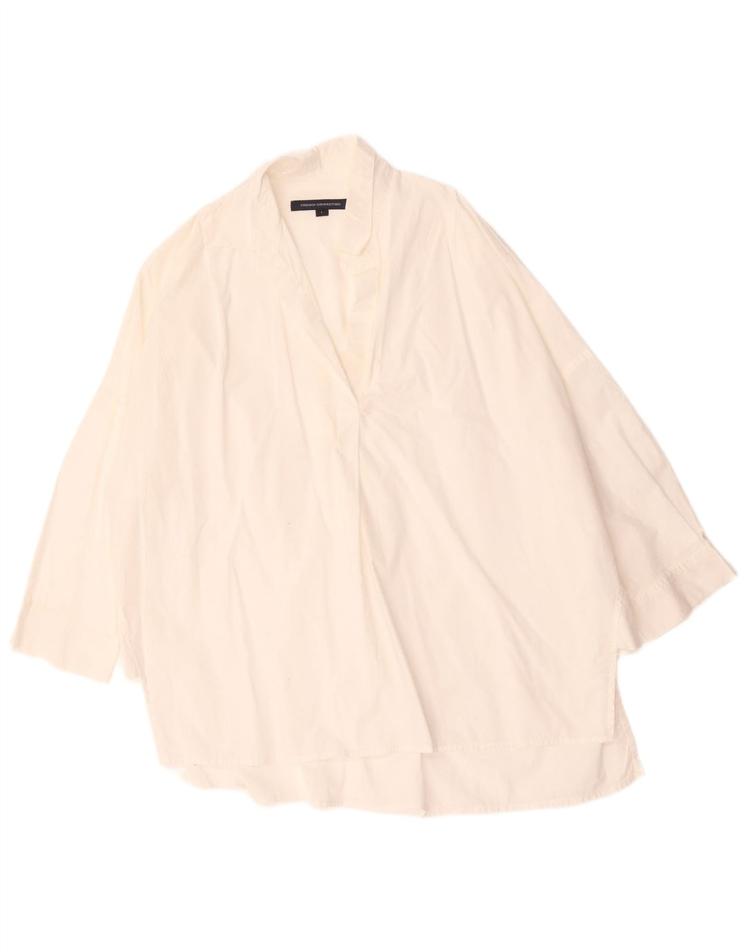 French Connection Dame 3/4-ærmet Pullover Shirt UK 16 Large White
