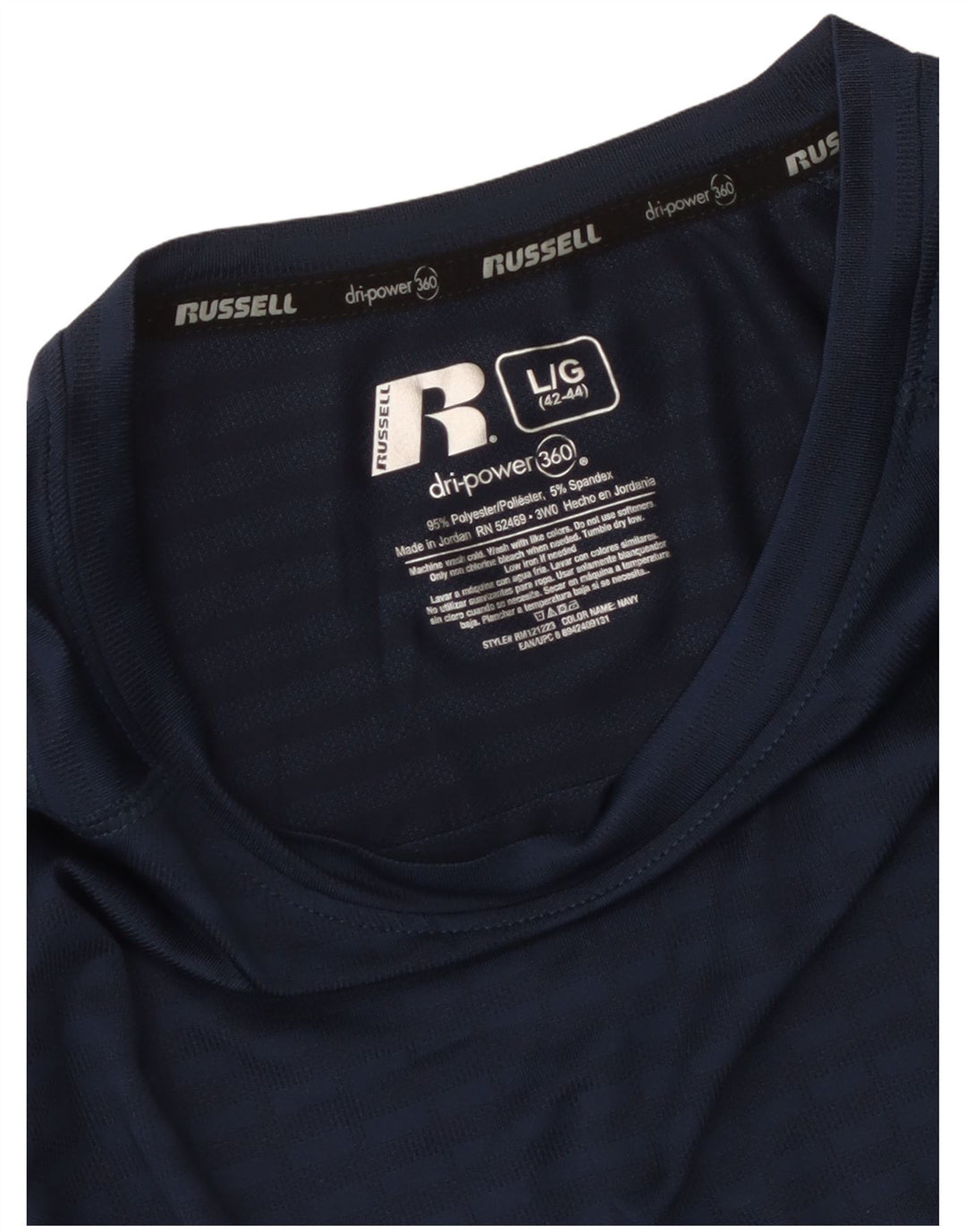 Russell Athletic Herre T-shirt Top Stor marineblå stribet polyester