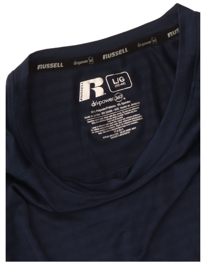 Russell Athletic Herre T-shirt Top Stor marineblå stribet polyester