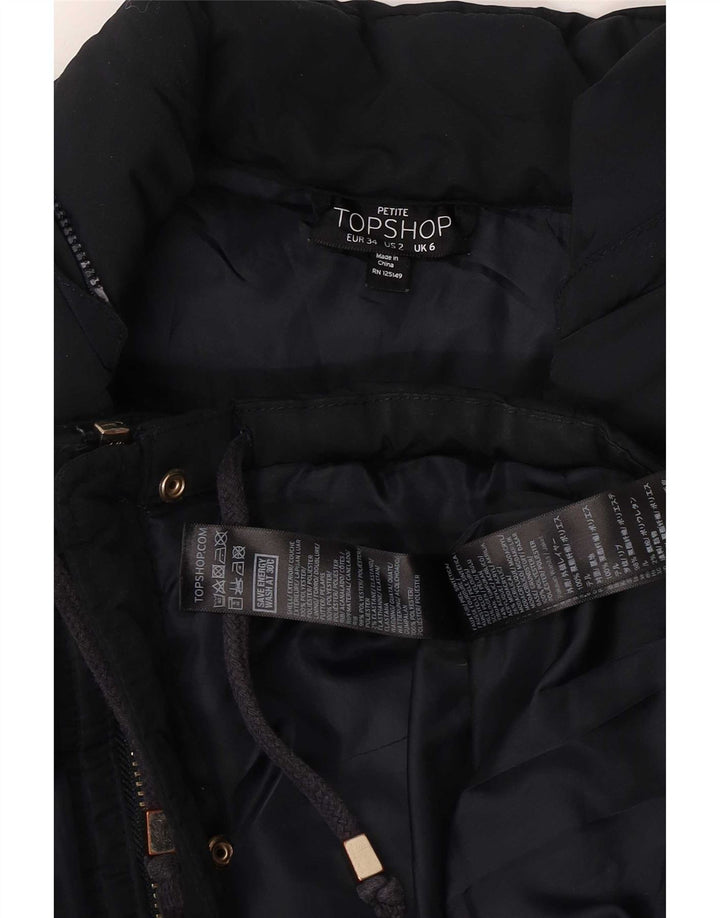 Topshop Dame Polstret Jakke UK 6 XS Navy Blue Polyester
