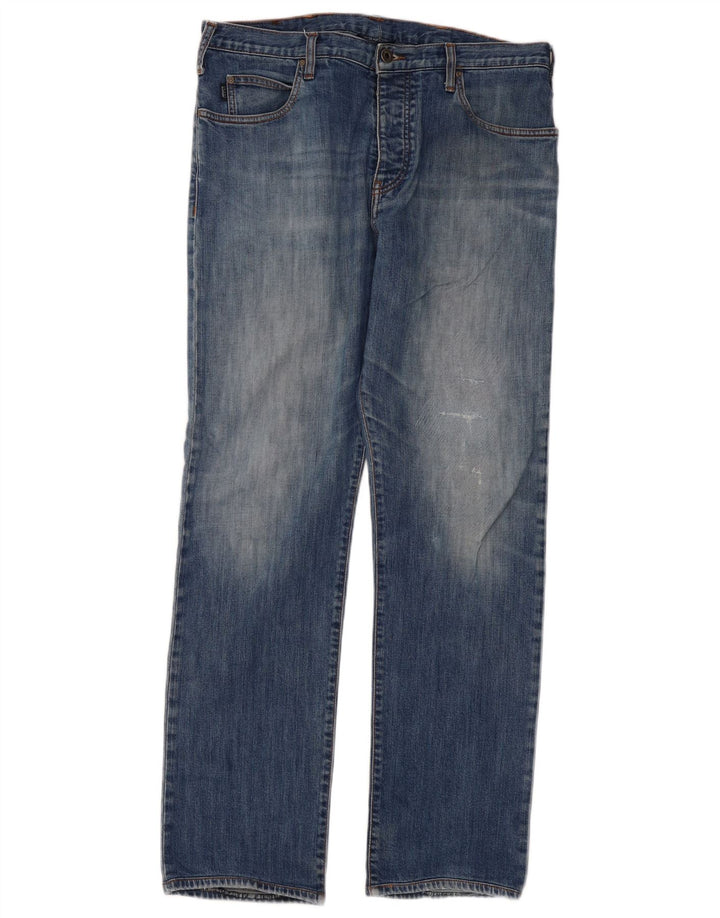 Armani Straight Jeans til mænd W36 L32 blå bomuld