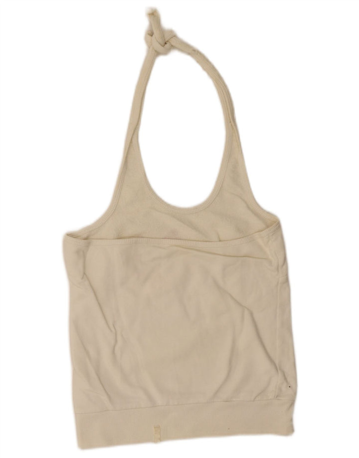 Puma Dame Grafisk Crop Halter Top UK 16 Large Off White