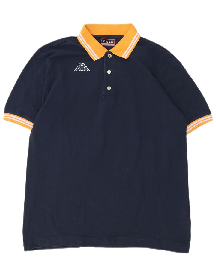 Kappa Polo Shirt til mænd Large Navy Blue Colourblock Bomuld