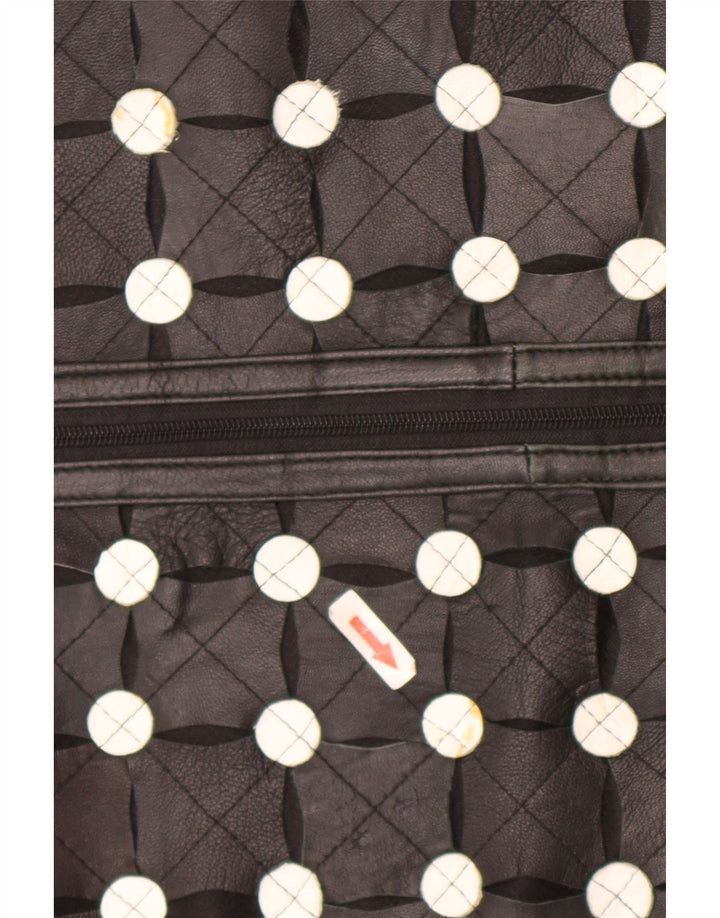 Vintage læderjakke til kvinder UK 18 XL Sort Polka Dot