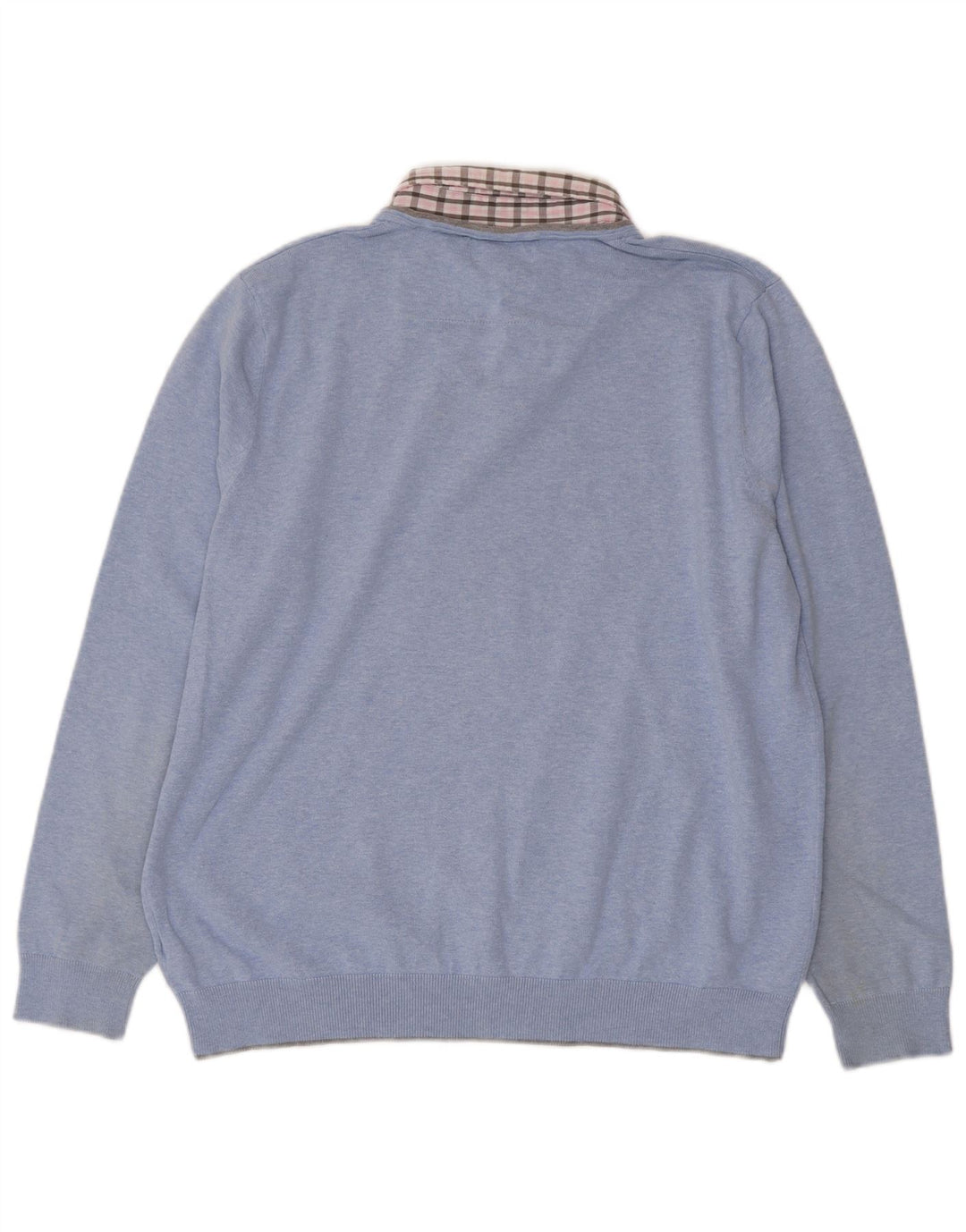 Marks & Spencer Herre Regular Fit V-hals sweater XL blå ternet bomuld