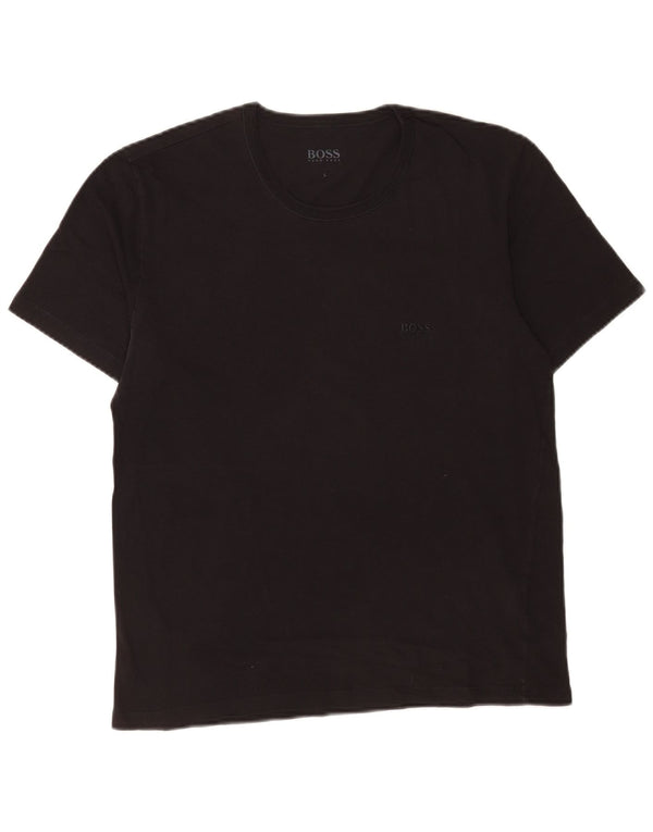 Hugo Boss Herre T-Shirt Top Stor Sort Bomuld