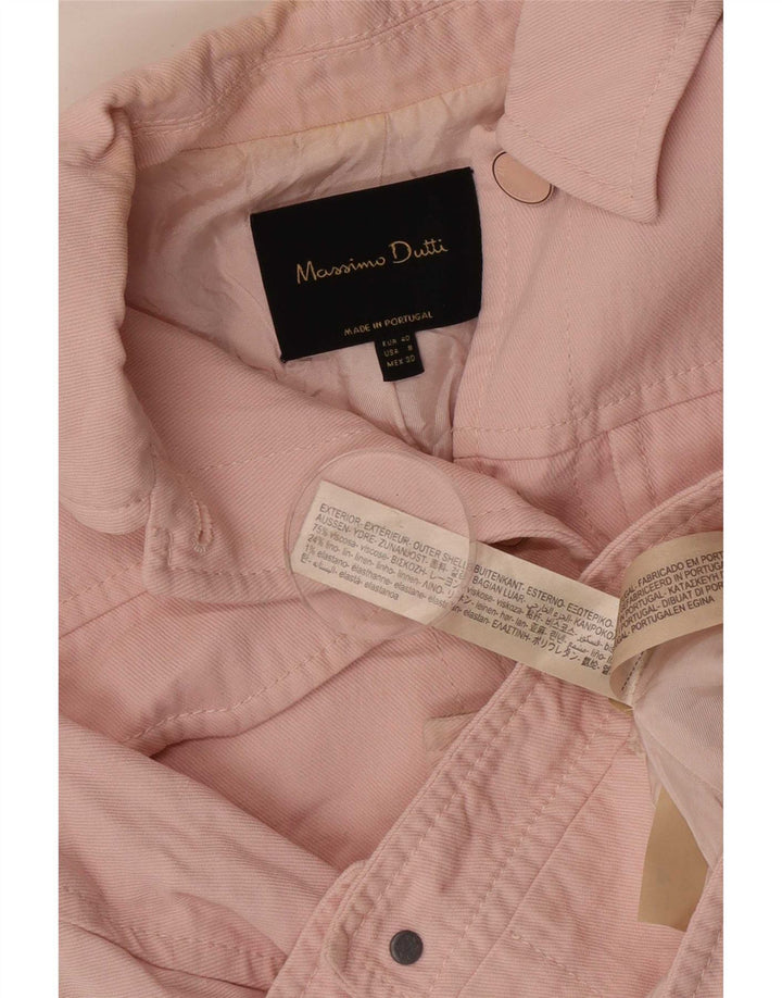 Massimo Dutti Dame Crop Bomber Jacket EU 40 Medium Pink Viscose