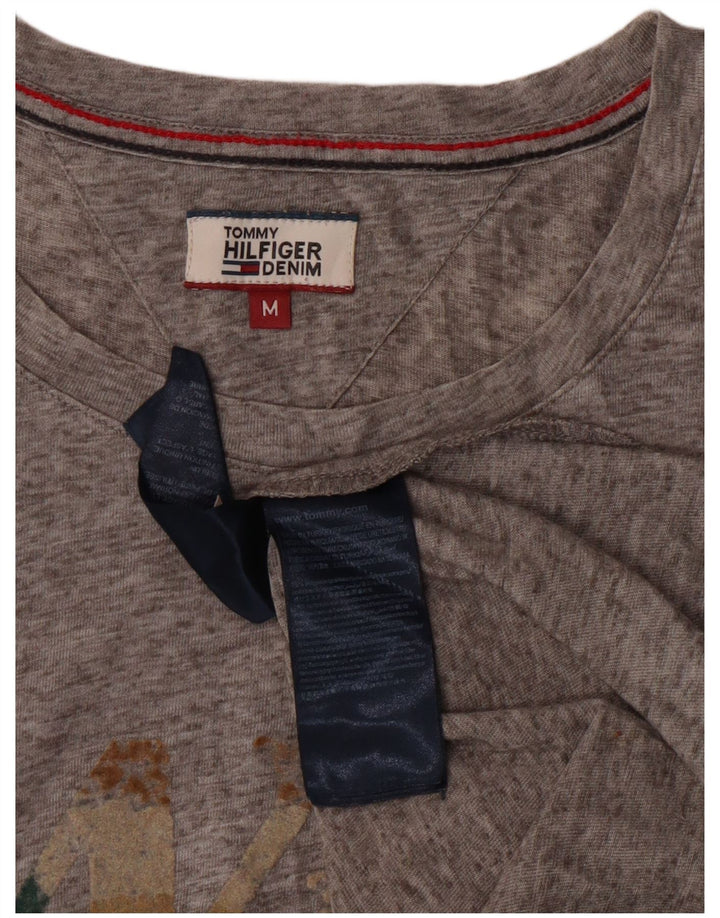 Tommy Hilfiger Dame Grafisk T-Shirt Top UK 12 Medium Grå Polyester