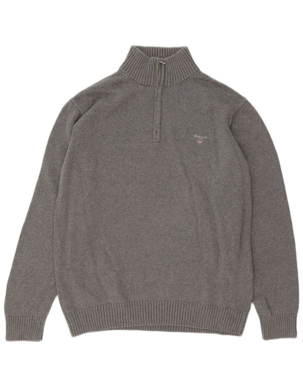 Gant Herre Zip Neck Jumper Sweater 2XL Grå Bomuld